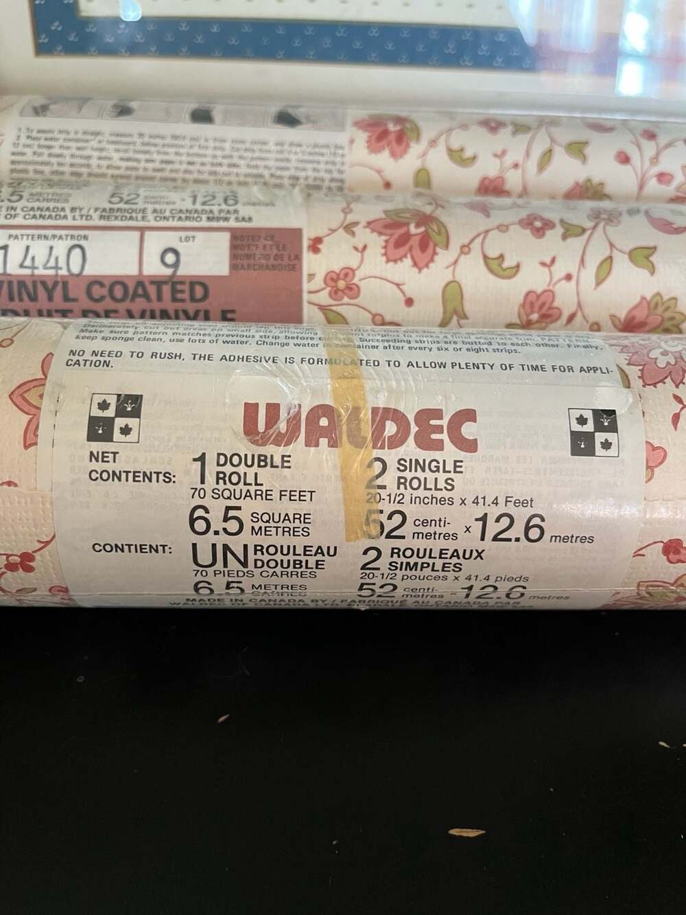 Vintage Waldec Pattern 1440 Vinyl Coated Floral Wallpaper Lot of 3 - Picture 8 of 8